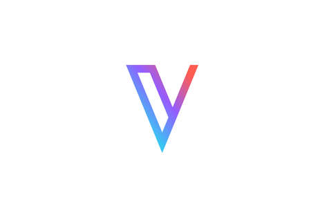 V colored alphabet letter logo icon. Pink blue simple line and design for company and business identityのイラスト素材