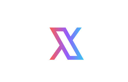 X colored alphabet letter logo icon. Pink blue simple line and design for company and business identityのイラスト素材