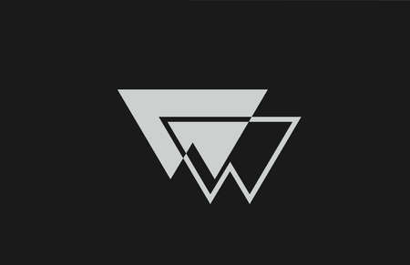 grey black white W alphabet letter logo icon. Simple line design for businessのイラスト素材