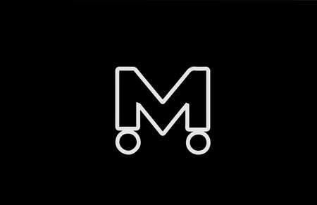 M alphabet letter logo icon with line. Black white color for business and company designのイラスト素材