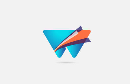 line orange blue W alphabet letter   icon for company. Creative design for corporate and businessのイラスト素材