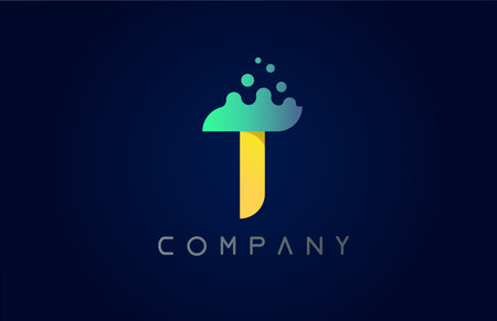 T yellow green letter logo icon. Creative alphabet design for business and companyのイラスト素材