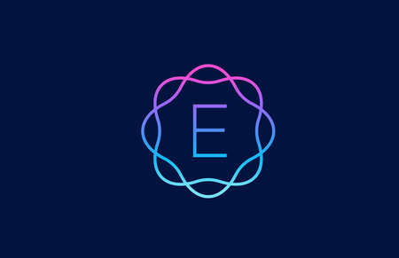 E beautiful monogram floral alphabet letter logo for company in blue and pink. Branding for corporate identity. Creative lettering design for business iconのイラスト素材