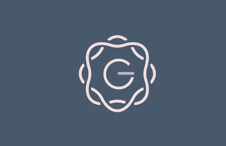 G monogram floral alphabet letter logo for company and business in blue and white color. Branding for corporate identity. Creative lettering icon for designのイラスト素材