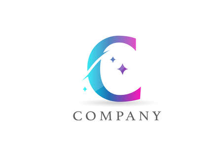 C blue pink gradient alphabet letter logo for business and company. Creative lettering and corporate identity. Branding designのイラスト素材