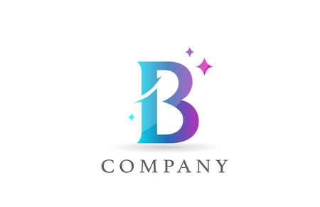 B blue pink gradient alphabet letter logo for business and company. Creative lettering and corporate identity. Branding designのイラスト素材