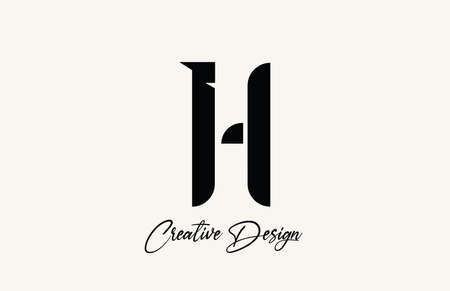 H simple black and white alphabet letter logo icon design. Lettering and corporate. Elegant identity template with creative textのイラスト素材