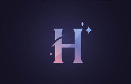 H beautiful alphabet letter logo for business and company in gradient blue pink. Creative lettering and corporate identity. Branding icon designのイラスト素材