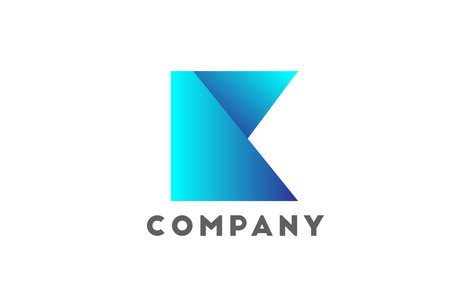 K geometric alphabet letter logo for business and company with blue color. Corporate brading and lettering with futuristic design and gradientのイラスト素材