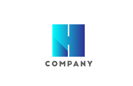 H geometric alphabet letter logo for business and company with blue color. Corporate brading and lettering with futuristic design and gradientのイラスト素材