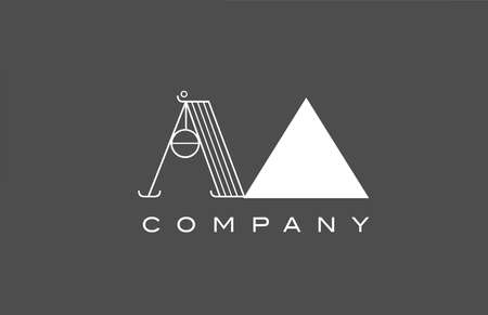 geometric A AA grey white alphabet letter logo icon for company. Different style combination design for business and corporateのイラスト素材