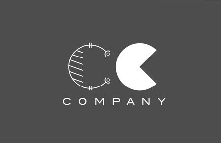 geometric C CC grey white alphabet letter logo icon for company. Different style combination design for business and corporateのイラスト素材
