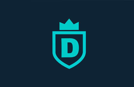 D blue shield alphabet logo icon for company with letter. Creative design for corporate and business with king crownのイラスト素材