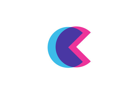 intersected C letter logo icon for company. Blue and pink alphabet design for business and corporate