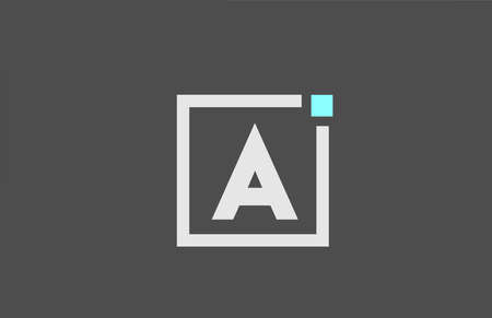 grey A alphabet letter logo icon. Square design for company and business identity with blue dotのイラスト素材