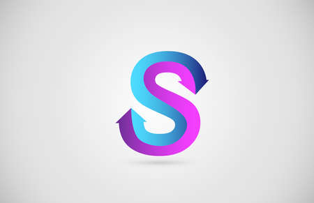 S arrow alphabet letter   for business and company in blue and pink color. Corporate brading and icon lettering with gradient designのイラスト素材