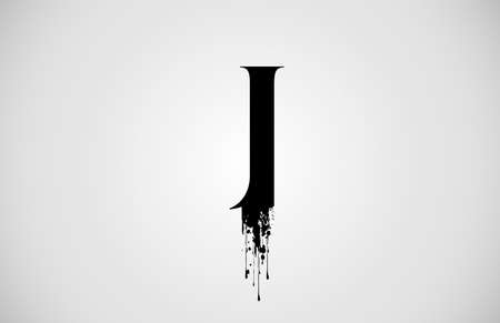 Vintage J alphabet letter   for business and company with black color ink. Corporate brading and icon lettering with grunge splash designのイラスト素材