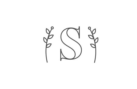 line design of S alphabet letter   icon. Company business typography with flower patternのイラスト素材