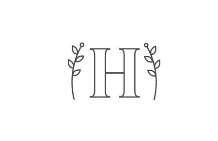 line design of H alphabet letter   icon. Company business typography with flower patternのイラスト素材