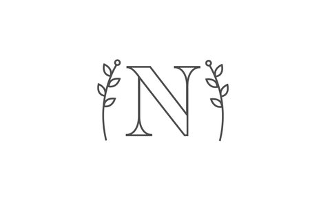 line design of N alphabet letter   icon. Company business typography with flower patternのイラスト素材