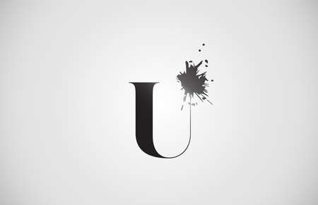 splash U alphabet letter icon for corporate. Grunge design suitable for a company logoのイラスト素材