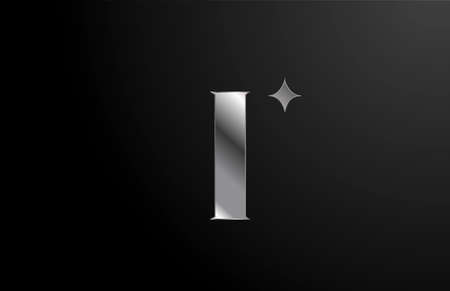 grey metal I creative alphabet letter logo for branding and business. Design for lettering and corporate identity with star templateのイラスト素材
