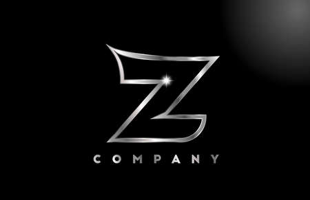 Z grey metallic alphabet letter logo for business template. Professional metal icon design for lettering and identityのイラスト素材