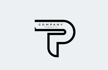 black P alphabet letter logo icon with line. Design for business and companyのイラスト素材