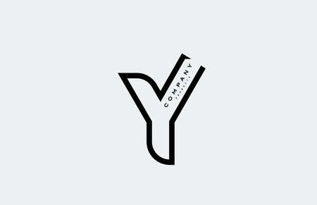 black Y alphabet letter logo icon with line. Design for business and companyのイラスト素材