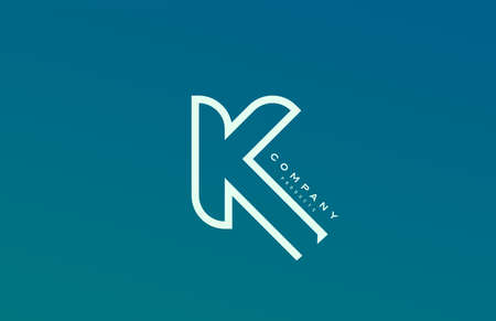 blue white K alphabet letter logo icon with line. Design for company and businessのイラスト素材