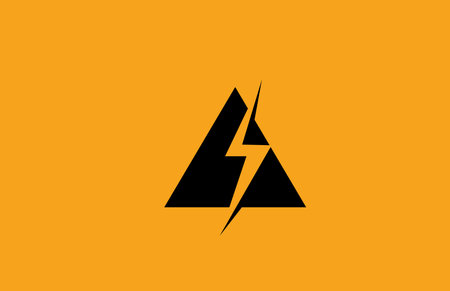 A black yellow alphabet letter logo icon. Electric lightning design for power or energy company