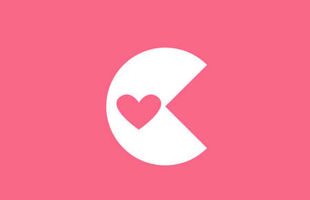 C pink love heart alphabet letter logo icon. Creative design for a dating site business or companyのイラスト素材