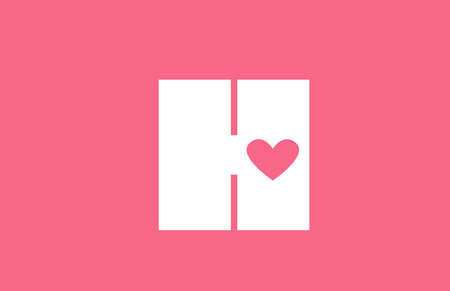 H pink love heart alphabet letter logo icon. Creative design for a dating site business or companyのイラスト素材