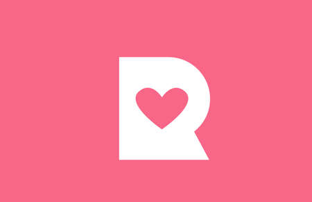 R pink love heart alphabet letter logo icon. Creative design for a dating site business or companyのイラスト素材