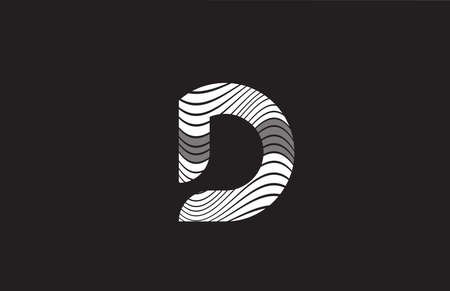 black and white lines D alphabet letter logo icon design. Creative template for businessのイラスト素材