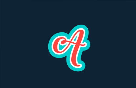 red green handwritten A alphabet letter logo icon design. Creative template for business and company