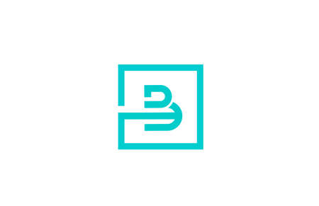B alphabet letter logo icon design. Creative template for business and company with blue line colorのイラスト素材