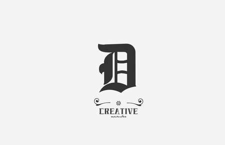 vintage D alphabet letter logo icon design. Creative template for business in grey and whiteのイラスト素材