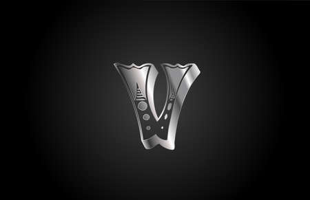 V vintage metal alphabet letter logo icon. Creative design for business or companyのイラスト素材