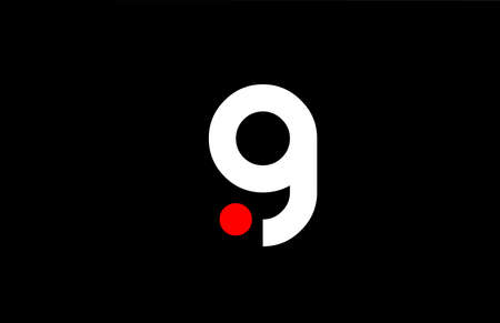 G alphabet letter logo icon design. Creative template for company and business with red dot in black and whiteのイラスト素材
