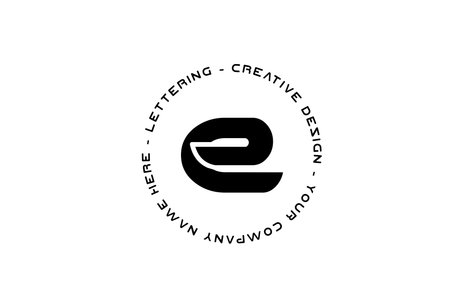 black and white circle E alphabet letter logo icon design. Creative template for business and...