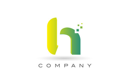 H alphabet letter logo icon design with  green dot. Creative template for business and companyのイラスト素材