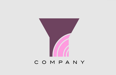 geometric Y alphabet letter logo icon design. Creative template for company and business in pink colorのイラスト素材