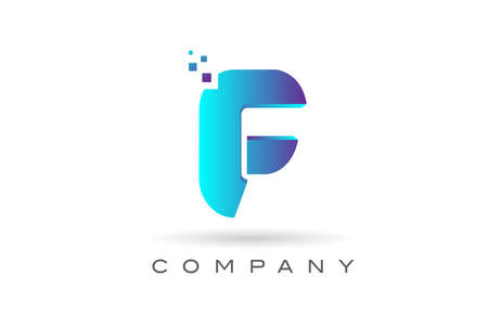 F blue dot alphabet letter logo design. Creative icon template for business and companyのイラスト素材