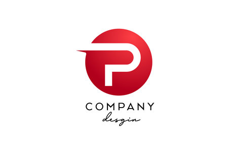 red P alphabet letter logo icon with circle design. Creative template for business and companyのイラスト素材