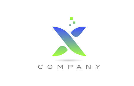 X green alphabet letter logo icon. Creative design template for company and businessのイラスト素材