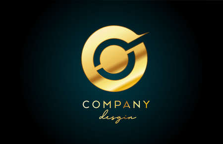 Gold O alphabet letter logo icon with circle design. Golden creative template for company and businessのイラスト素材