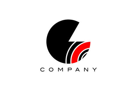 G black and red geometric alphabet letter logo icon design. Creative template for company and businessのイラスト素材