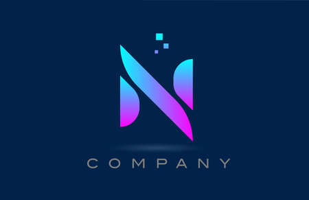 pink blue N alphabet letter logo icon design. Creative template for company and business with dotsのイラスト素材