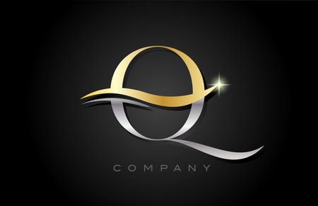 gold grey Q alphabet letter logo design. Creative icon template for company and businessのイラスト素材